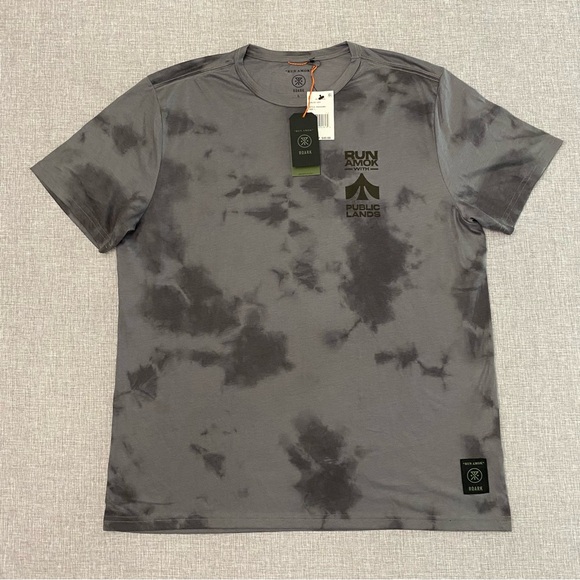 Roark Run Amok Mens Large Gray Black Tie Dye DriRelease Public Lands Shirt New - Picture 1 of 8